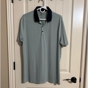 Nike Polo Golf Green Striped Men’s Shirt Short Sleeve Dri Fit Size Large…